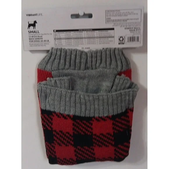 Pet Sweater Lumberjack Plaid S Dog Cat 13 Inch Back Length Vibrant Life READ - Picture 2 of 5